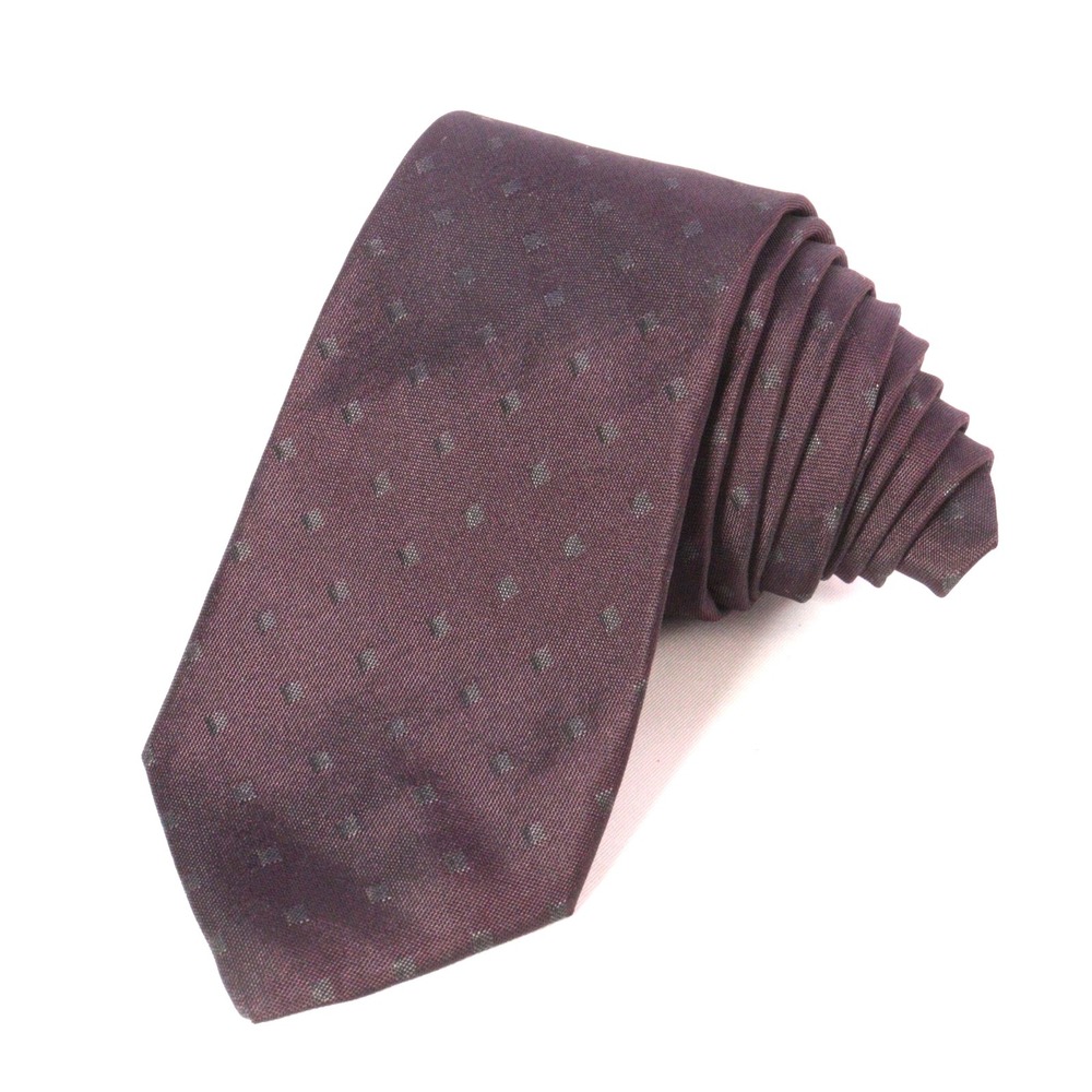 Theory 100% Silk Tie Plum Geometric Hand Made In USA 2.75" X 61" Skinny